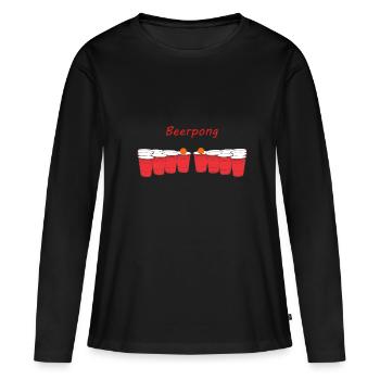 Ultime chemise de bière pong - T-shirt manches longues Premium bio Femme - noir - Devant - Julia (174cm)