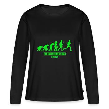 Runner Evolution Runner - T-shirt manches longues Premium bio Femme - noir - Devant - Julia (174cm)