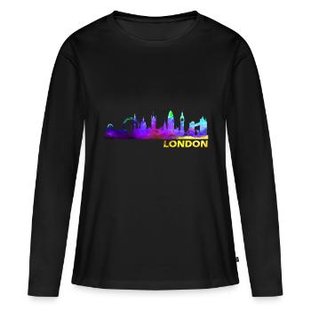 Londres Londres Londres Londres - T-shirt manches longues Premium bio Femme - noir - Devant - Julia (174cm)