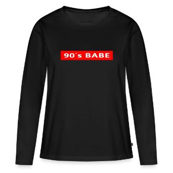 90 s Babe - Frauen Premium Bio Langarmshirt - Schwarz - Vorne - Julia (174cm)
