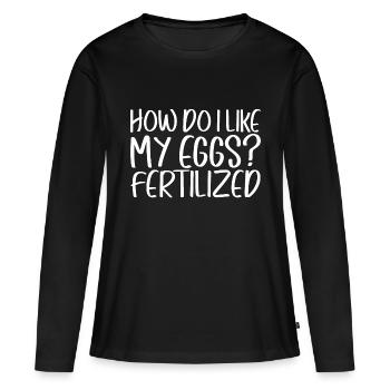 Comment est-ce que j’aime mes ovules, fécondés 4 - T-shirt manches longues Premium bio Femme - noir - Devant - Julia (174cm)