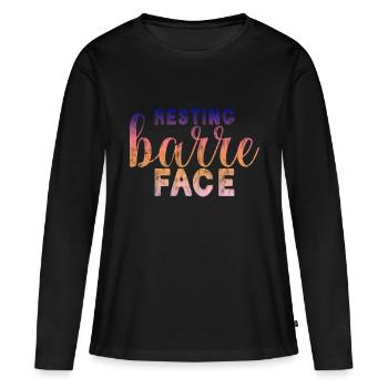 Resting Barre Face 3 - Frauen Premium Bio Langarmshirt - Schwarz - Vorne - Julia (174cm)