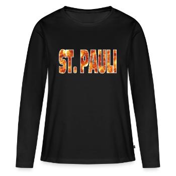 St. Pauli - Frauen Premium Bio Langarmshirt - Schwarz - Vorne - Julia (174cm)