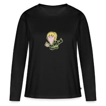 Drôles de dictons - T-shirt manches longues Premium bio Femme - noir - Devant - Julia (174cm)