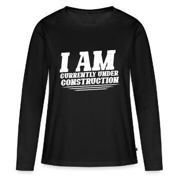 Je suis actuellement en construction 14 - T-shirt manches longues Premium bio Femme - noir - Devant - Julia (174cm)