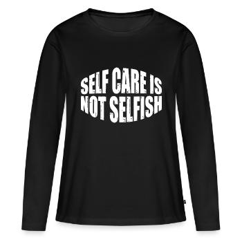 Prendre soin de soi n’est pas égoïste 7 - T-shirt manches longues Premium bio Femme - noir - Devant - Julia (174cm)