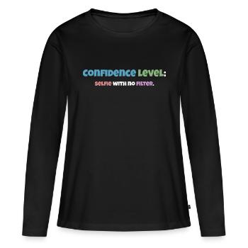 Confidence Level - Women's Premium Organic Long Sleeve Shirt - black - Front - Julia (174cm)
