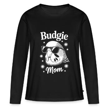 Perruche disant drôle de perruche cadeau - T-shirt manches longues Premium bio Femme - noir - Devant - Julia (174cm)