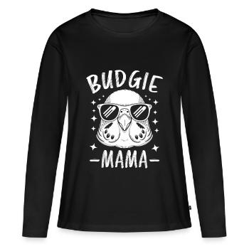 Perruche disant drôle de perruche cadeau - T-shirt manches longues Premium bio Femme - noir - Devant - Julia (174cm)