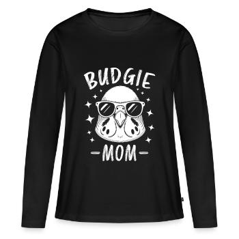 Perruche disant drôle de perruche cadeau - T-shirt manches longues Premium bio Femme - noir - Devant - Julia (174cm)