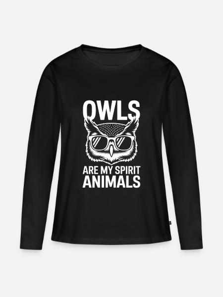 Eule Spruch Eulen Lustiges Eulen Geschenk - Frauen Premium Bio Langarmshirt - Schwarz