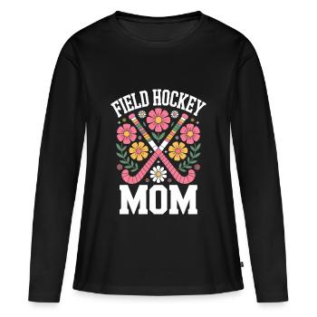 Feldhockey Spruch Mama Lustige Feldhockey Geschenk - Frauen Premium Bio Langarmshirt - Schwarz - Vorne - Julia (174cm)