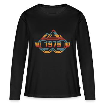 Skieur 1978 Skieur Lunettes de ski - T-shirt manches longues Premium bio Femme - noir - Devant - Julia (174cm)