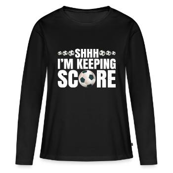 Chut, je garde le score 6 - T-shirt manches longues Premium bio Femme - noir - Devant - Julia (174cm)