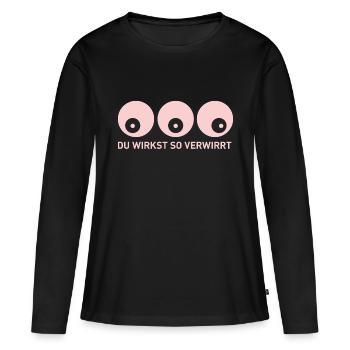 Optische Illusion für verwirrte Blicke - Frauen Premium Bio Langarmshirt - Schwarz - Vorne - Julia (174cm)