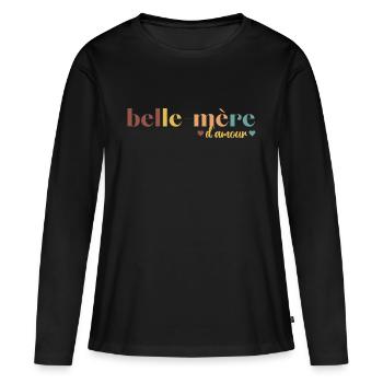 Belle-mère d' amour cadeau pour belle-maman - T-shirt manches longues Premium bio Femme - noir - Devant - Julia (174cm)