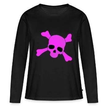 Crâne rose - T-shirt manches longues Premium bio Femme - noir - Devant - Julia (174cm)