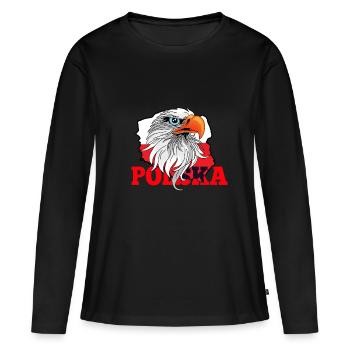 Pologne, Aigle, Emblème, Carte de Pologne, Patriote - T-shirt manches longues Premium bio Femme - noir - Devant - Julia (174cm)