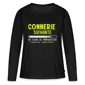 Connerie suivante en cours de cadeau humour garçon - T-shirt manches longues Premium bio Femme - noir - Devant - Julia (174cm)
