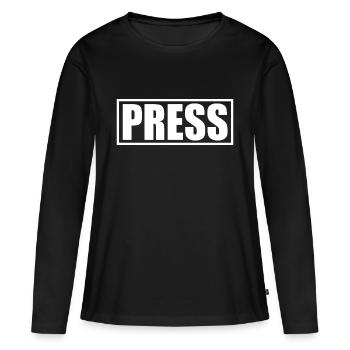 Press - T-shirt manches longues Premium bio Femme - noir - Devant - Julia (174cm)