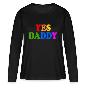 Yes daddy - T-shirt manches longues Premium bio Femme - noir - Devant - Julia (174cm)