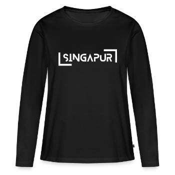 Singapour - T-shirt manches longues Premium bio Femme - noir - Devant - Julia (174cm)