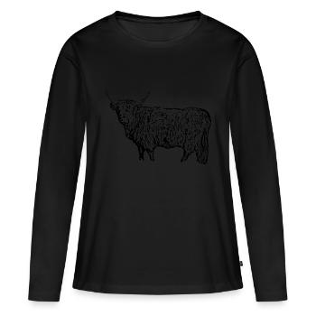 Bovins écossais Highland - T-shirt manches longues Premium bio Femme - noir - Devant - Julia (174cm)