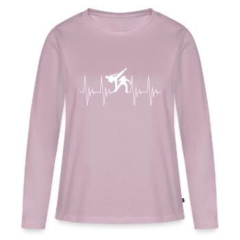 Capoeira Combat Battement de cœur ECG Sport Danse - T-shirt manches longues Premium bio Femme - rose poudré - Devant - Julia (174cm)