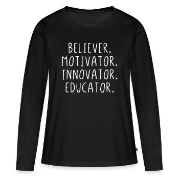 Éducateur innovateur motivateur croyant - T-shirt manches longues Premium bio Femme - noir - Devant - Julia (174cm)