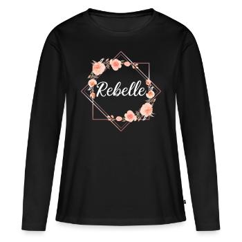 Rebelle - T-shirt manches longues Premium bio Femme - noir - Devant - Julia (174cm)