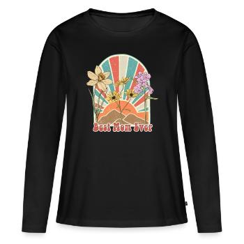 Best Mom Ever - floral flowers vintage design - Women's Premium Organic Long Sleeve Shirt - black - Front - Julia (174cm)