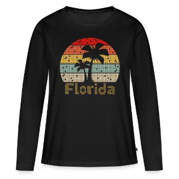 8bit Retro Florida Urlaub - Frauen Premium Bio Langarmshirt - Schwarz - Vorne - Julia (174cm)