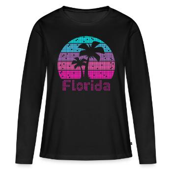 8bit Retro Florida Urlaub - Frauen Premium Bio Langarmshirt - Schwarz - Vorne - Julia (174cm)