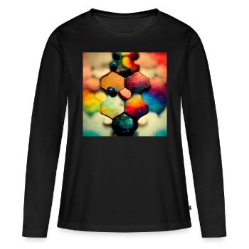 Un casse-tête avec des molécules - T-shirt manches longues Premium bio Femme - noir - Devant - Julia (174cm)