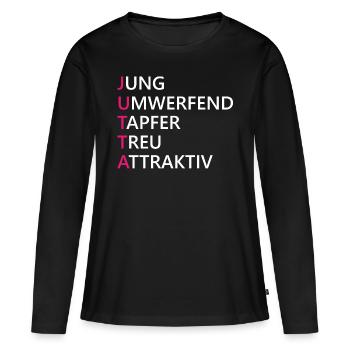 Jutta Name Geschenk - Frauen Premium Bio Langarmshirt - Schwarz - Vorne - Julia (174cm)