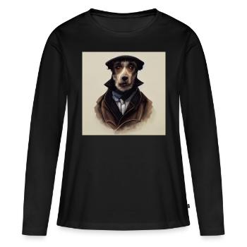 Chien Sherlock Vintage Hunter - T-shirt manches longues Premium bio Femme - noir - Devant - Julia (174cm)