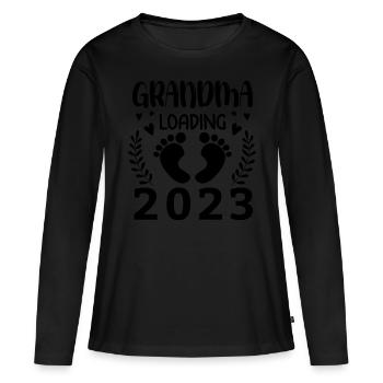 Grand-mère-à-être 2023 Chargement de grand-mère 2023 - T-shirt manches longues Premium bio Femme - noir - Devant - Julia (174cm)