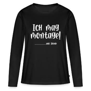Ich mag Montage und Ironie - Frauen Premium Bio Langarmshirt - Schwarz - Vorne - Julia (174cm)