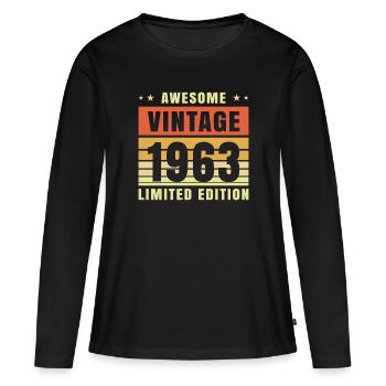 1963 - Women's Premium Organic Long Sleeve Shirt - black - Front - Julia (174cm)