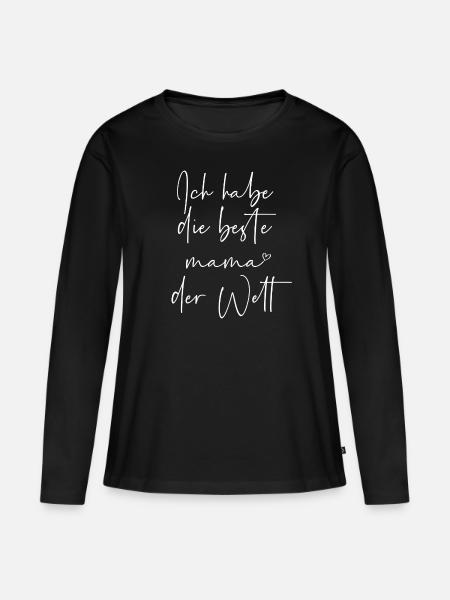 Ich habe die beste Mama der Welt - Frauen Premium Bio Langarmshirt - Schwarz