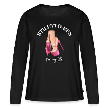 Stiletto Run- High Heels Plateau - Frauenlauf - Frauen Premium Bio Langarmshirt - Schwarz - Vorne - Julia (174cm)
