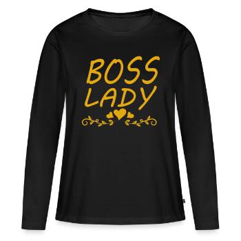 Boss Queen Gift Femmes Filles Dame - T-shirt manches longues Premium bio Femme - noir - Devant - Julia (174cm)