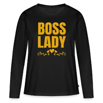 Boss Queen Gift Femmes Filles Dame - T-shirt manches longues Premium bio Femme - noir - Devant - Julia (174cm)