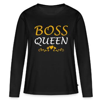 Boss Queen Lady Ladies Cadeau - T-shirt manches longues Premium bio Femme - noir - Devant - Julia (174cm)