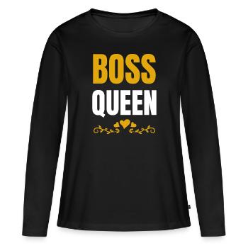 Boss Queen Lady Ladies Gift - Women's Premium Organic Long Sleeve Shirt - black - Front - Julia (174cm)