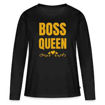 Boss Queen Lady Ladies Gift - Women's Premium Organic Long Sleeve Shirt - black - Front - Julia (174cm)