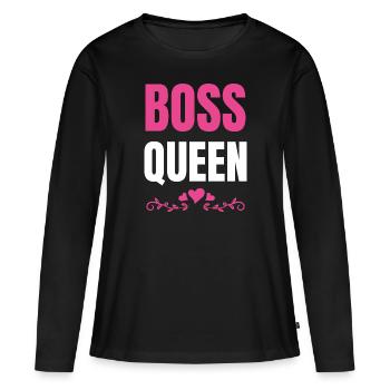 Boss Queen Lady Ladies Gift - Women's Premium Organic Long Sleeve Shirt - black - Front - Julia (174cm)