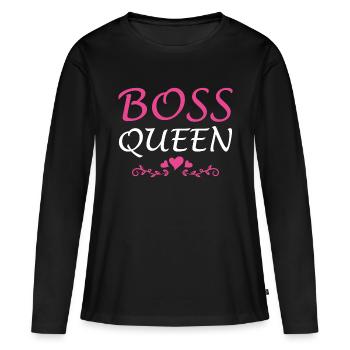 Boss Queen Lady Ladies Gift - Women's Premium Organic Long Sleeve Shirt - black - Front - Julia (174cm)
