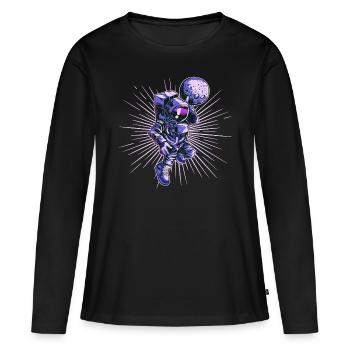 Vaisseau spatial spatial astronaute - T-shirt manches longues Premium bio Femme - noir - Devant - Julia (174cm)