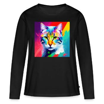 Noble Cat Oil Painting Design Oil Paints Paints Sty - Women's Premium Organic Long Sleeve Shirt - black - Front - Julia (174cm)